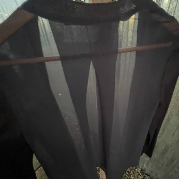 Women's Size Small NIC+ZOE Lightweight Black Flowy Cardigan with Sheer Back - Picture 6 of 16